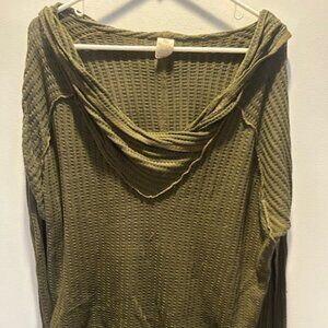 We The Free - Green Cowl Neck Top